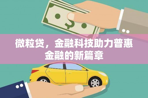 南陵微粒贷，金融科技助力普惠金融的新篇章