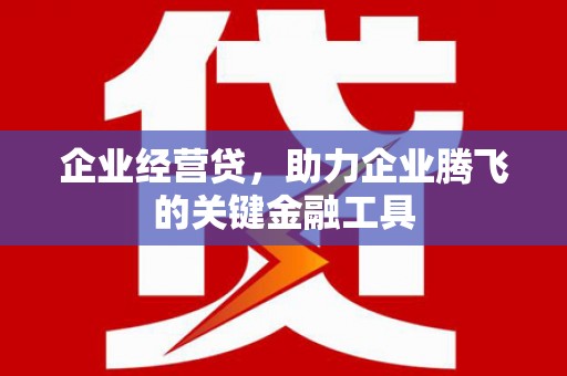 南陵企业经营贷，助力企业腾飞的关键金融工具