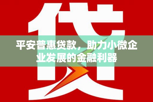 南陵平安普惠贷款，助力小微企业发展的金融利器