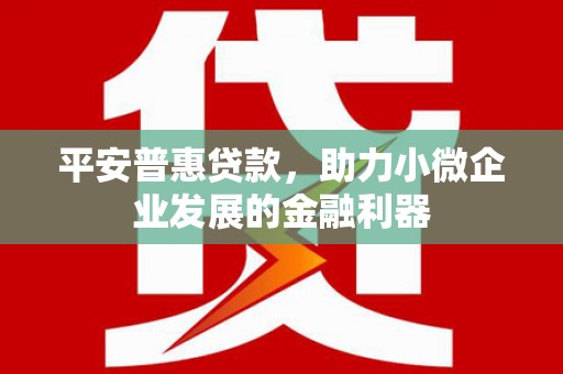 南陵平安普惠贷款，助力小微企业发展的金融利器