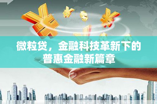 南陵微粒贷，金融科技革新下的普惠金融新篇章