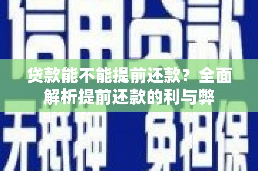 南陵贷款能不能提前还款？全面解析提前还款的利与弊
