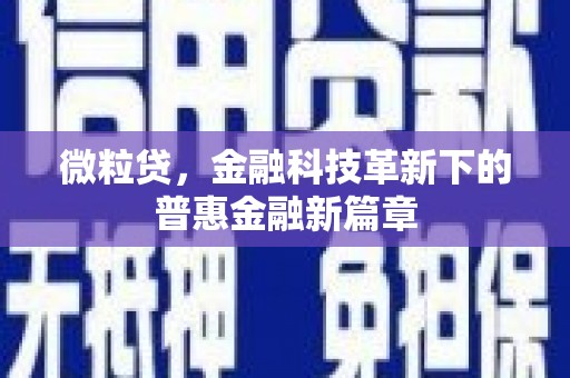 南陵微粒贷，金融科技革新下的普惠金融新篇章