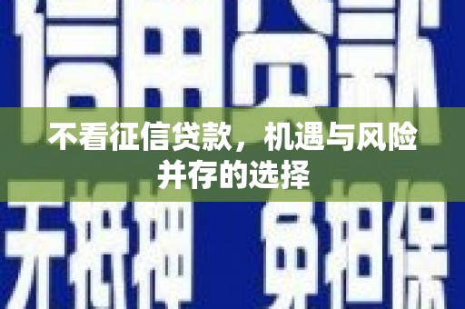南陵不看征信贷款，机遇与风险并存的选择